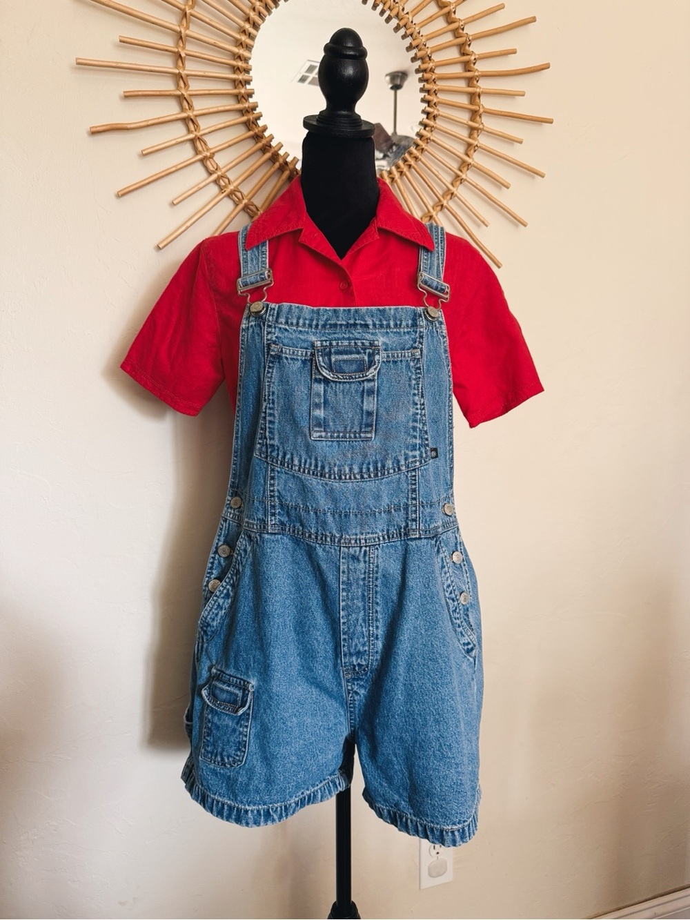 1990s Casual Denim Short Overalls